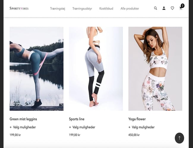 Køreklar webshop med sportstøj og træningsudstyr