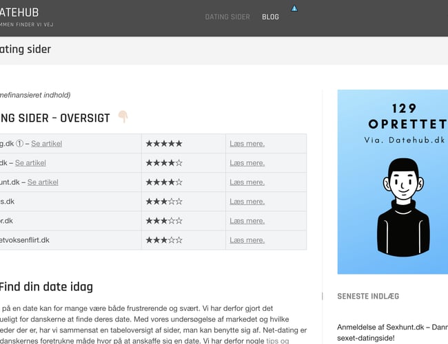 Datehub.dk- Dating sammenlignings-side (affilate)