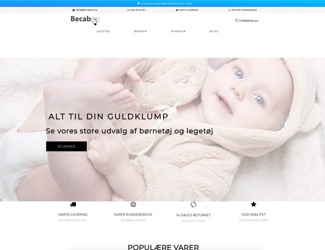 Becaboo.dk - webshop med salg af babytøj og babylegetøj sælges - Omsætning i slut 2018: 235.507,- DKK