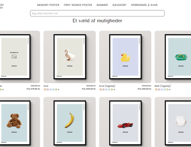 Unik shop med plakater til forældre til salg