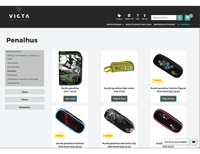 victa.dk - webshop med salg af skoletasker og speciale i rulletasker