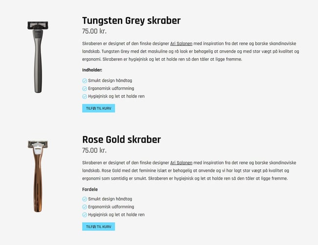 Webshop med salg af barbering til både kvinder og mænd - eget lager - 20 aktive abonnementer