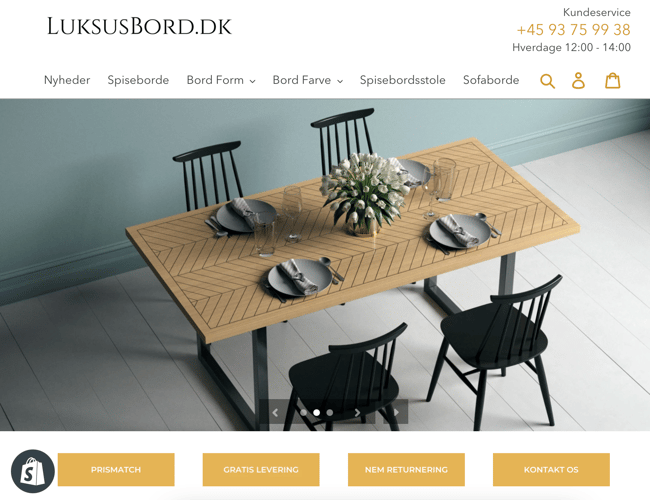 Design Møbel Dropshipping Webshop med vækst potentiale! LuksusBord.dk
