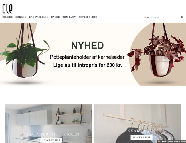 cledesign.dk - lille Interiør webshop med 8 forhandlere i Danmark og én lille en i Holland