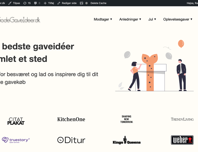 Affiliate hjemmeside (fokus på gaveinspiration)