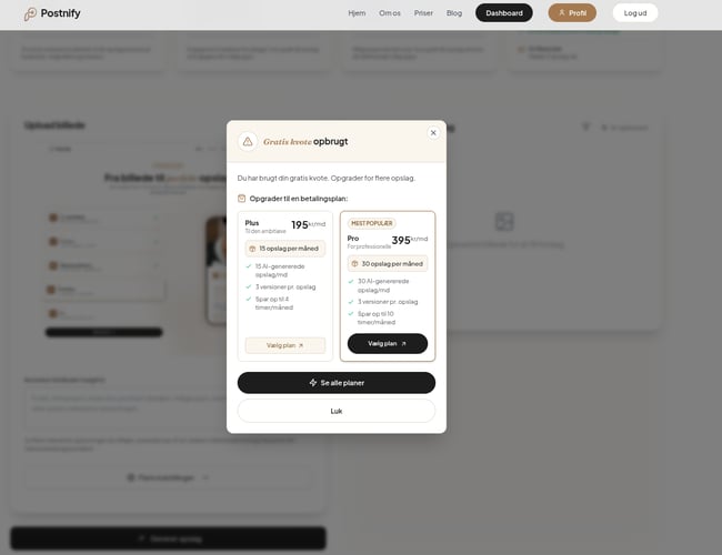 Postnify.dk – 100% automatiseret AI-platform til sociale medier – KLAR TIL OVERTAGELSE (NETOP NEDSAT!)