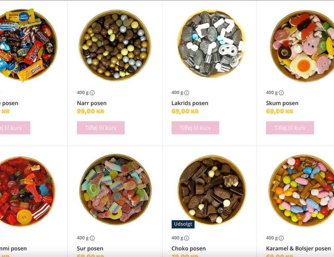 Webshop af salg af bland selv slik - Omsætning 300.000 kr fra april 2021 til d.d.
