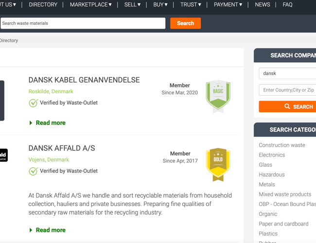 Online B2B markedsplads for affaldsressourcer