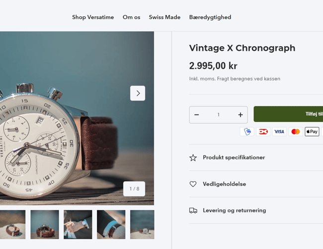 Salg af versatime.dk (Swiss Made private label ure)