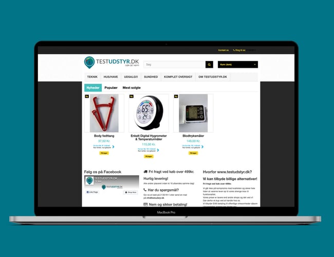 Lille nem webshop med salg af diverse gør det selv, Test udstyr. 