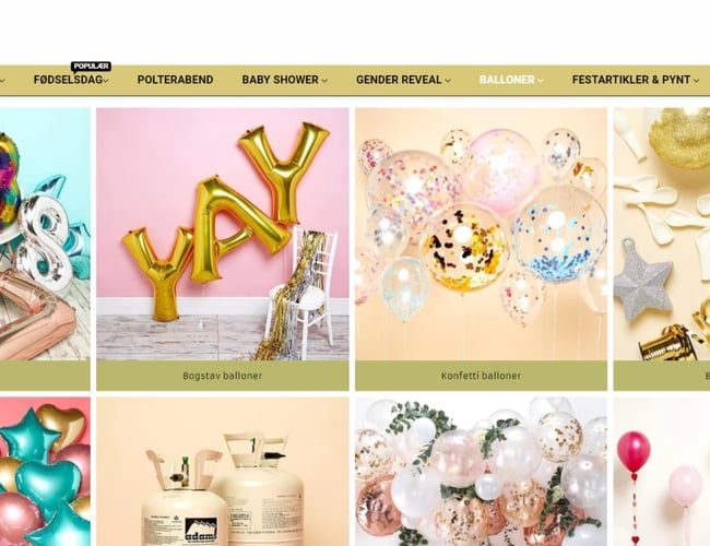 Webshop med salg af festartikler - har omsat