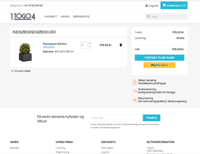 Færdig køreklar webshop klar til din succes / 1togo4