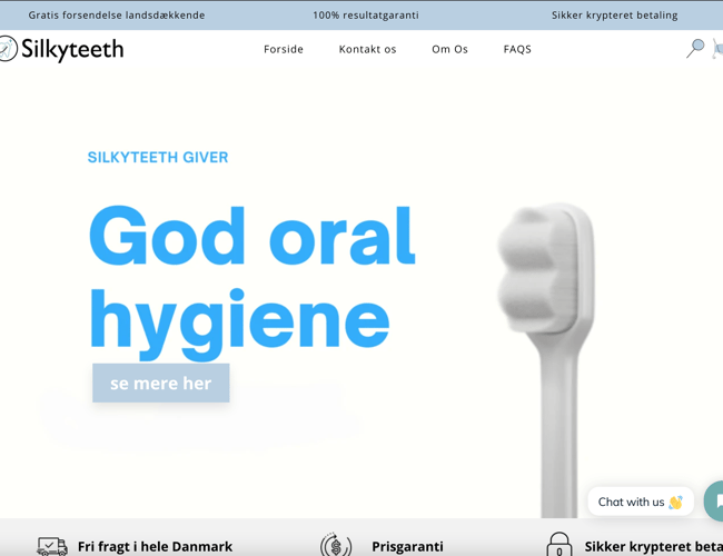 Køreklar webshop med salg af nyudviklet tandbørster