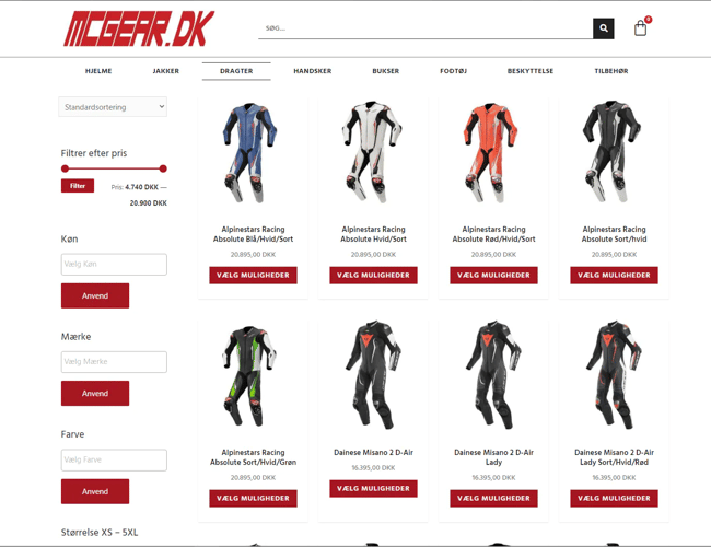 MCGEAR - webshop med motorcykel udstyr og beklædning - ren dropshipping