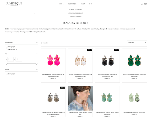 Eksklusiv webshop smykkebutik til salg – LUMINIQUE