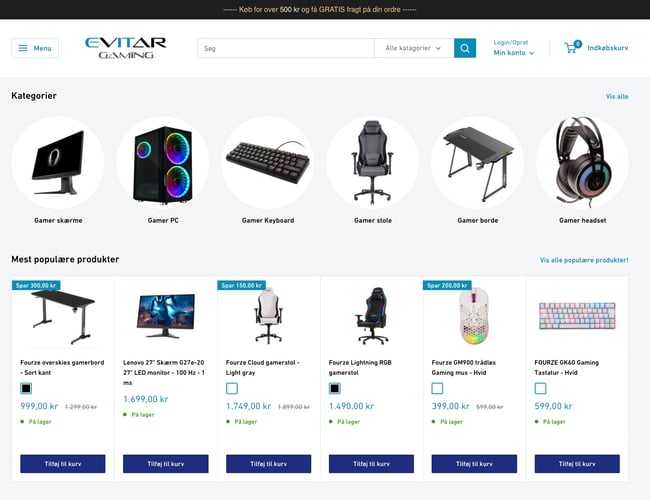 Gaming udstyr med leverandøraftale + 4.6 trustpilot score - Omsætning seneste 8 måneder 114.000 DKK