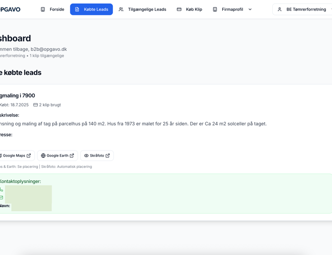Lead-platform til håndværkere med automatisk matching