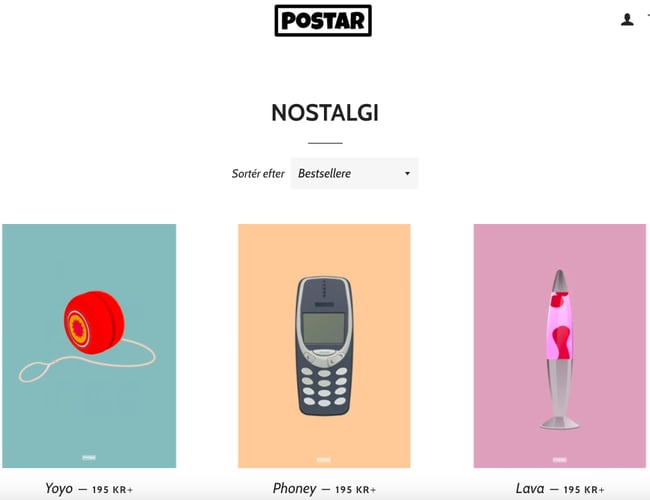 Postar.dk - Plakat koncept til salg med tilhørende sociale medier og webshop.
