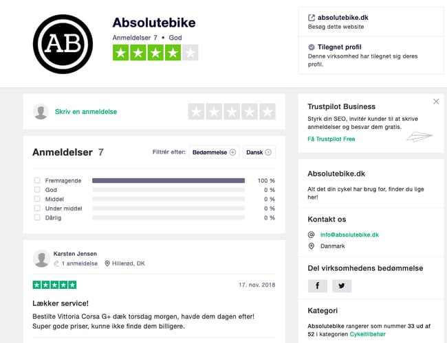 Absolutebike.dk - Webshop med cykeludstyr, tilbehør, beklædning, komponenter osv.