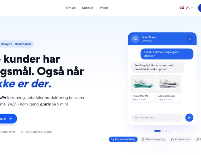 Frida - verdens nemmeste chatbot - LIVE på 5 minutter! Super attraktiv tech-startup. 467 pre-signups medfølger. Klar til DK og udland. Sælges KUN fordi min anden virksomhed er stukket helt af.