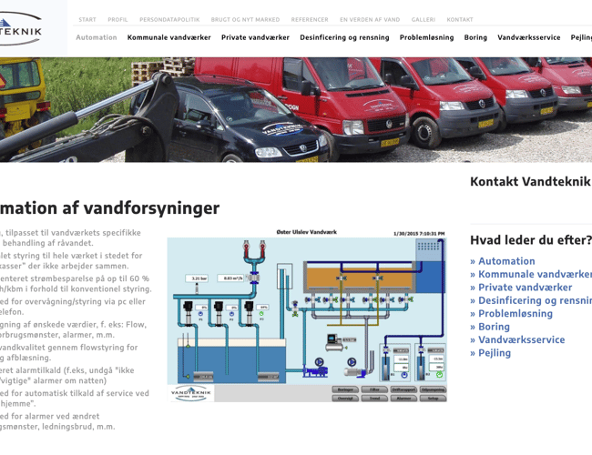 Vandteknik.dk - 25 årig total leverandør til vandværks industrien med brøndborer, entreprenør og aut. VVS