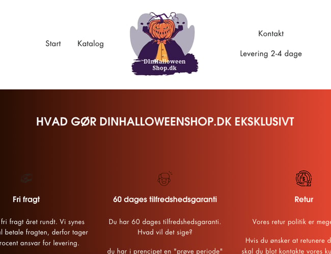 Webshop med halloween produkter - Dropshipping med 2-4 dages levering 