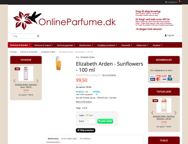 Kendt 11 år gammel parfumeshop med varelager for ca. 30.000 kr. i indkøb