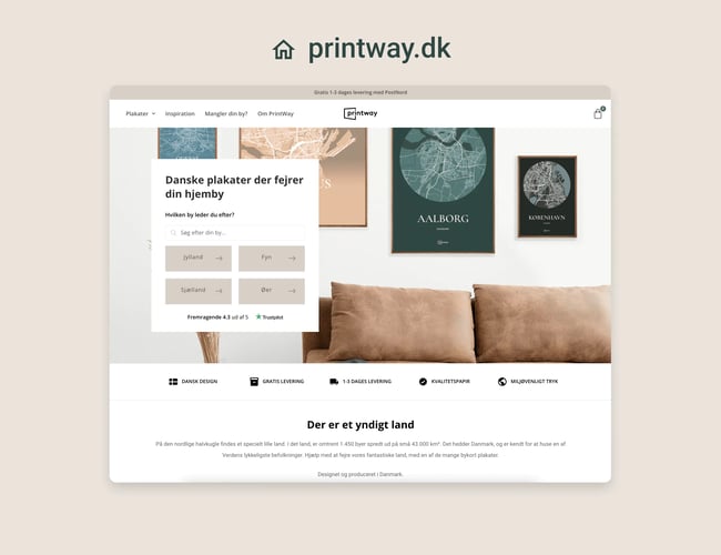 Printway.dk | Bykort plakater med unikt design | Dropshipping | Omsætning: 140.000 DKK