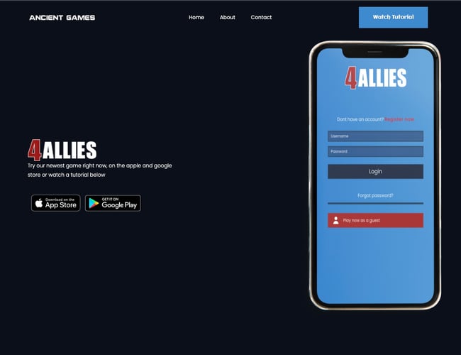 4Allies er et online kortspil til IOS/ANDROID - 1200 downloads