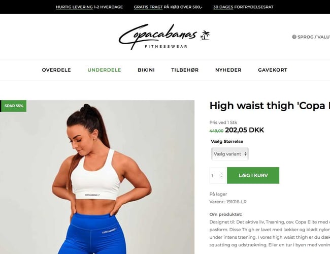 Webshop med kvinde fitness tøj - vores eget udviklet design til det europæiske markedet 