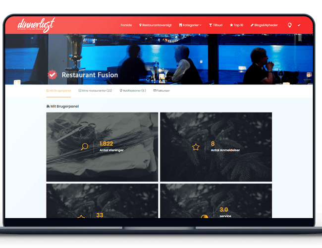 Restaurationsportal og køreklart abonnementskoncept til salg - Høj organisk trafik