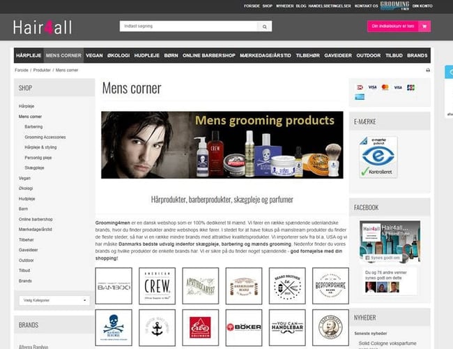 Kendt webshop indenfor frisørprodukter, skønhed og mænds grooming sælges