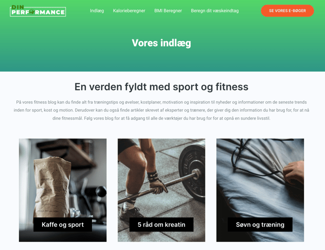Salg af SEO-optimeret sundheds- og fitnessblog med BMI-, kalorie- og vandindtagsberegnere.