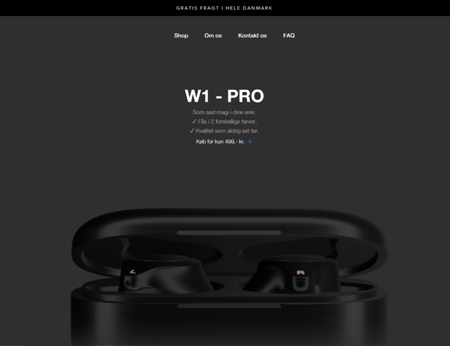 Køreklar dansk webshop med salg af trådløse høretelefoner *EGET BRAND*