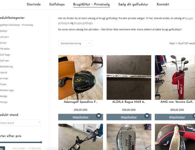 Webportal - med nyt og brugt golfudstyr - Overskud: 170.000 kr.