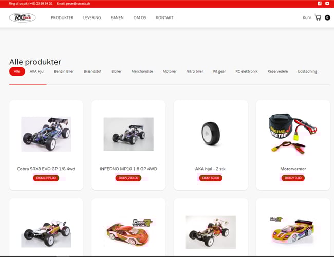 Webshop med salg af fjernstyrede biler og reservedele + lager - RC biler