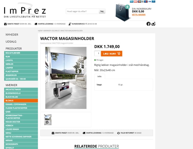 Imprez.dk - Interiør og livsstils webshop med avancer på 30-50%.