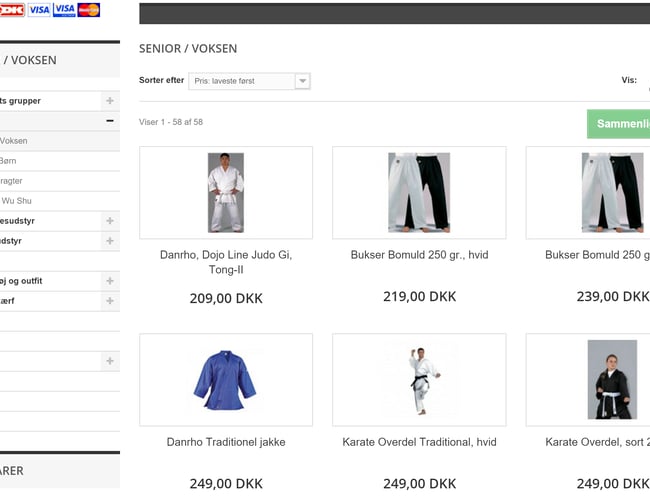 Veletableret Dropship Webshop med kampsportsudstyr | 125.000 /år.