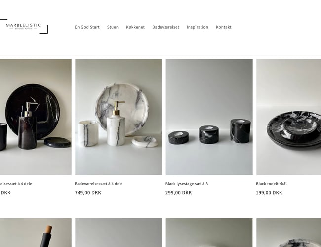 Webshop med marmor boligdekorationer