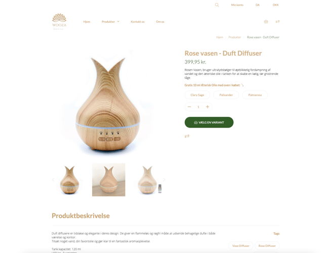 Wooza.dk | Aroma/duft Diffusere | Startklar Dropshipping Webshop | 