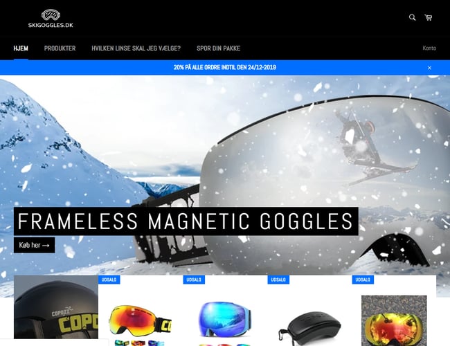 skigoggles.dk - Dropshipping webshop med salg af skibriller sælges