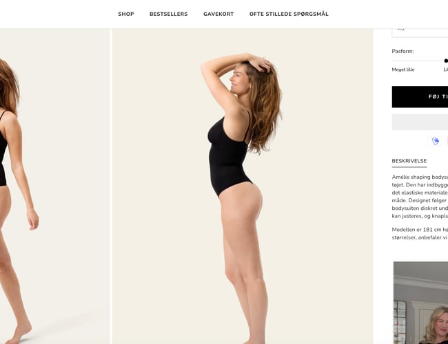 Shapewear webshop, fuld funktionel og automatiseret