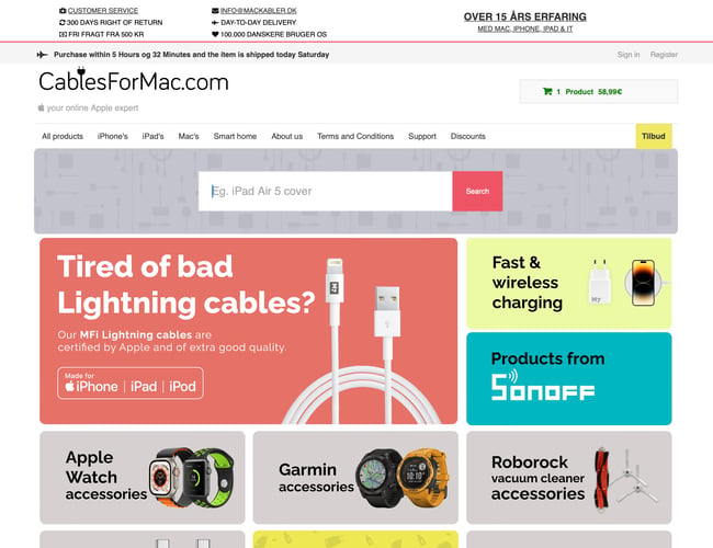 [MacKabler.dk] - 12 år gammel webshop med godt renommé og struktur