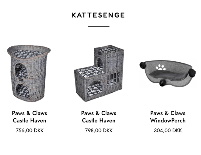 Webshop med salg af produkter til hunde og katte 