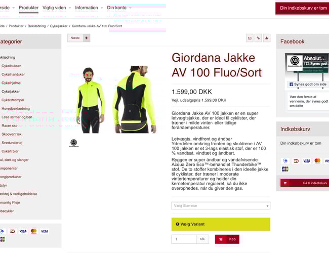 Absolutebike.dk - Webshop med cykeludstyr, tilbehør, beklædning, komponenter osv.