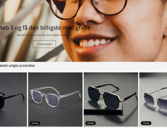 Webshop med salg af bluelight briller og solbriller sælges 