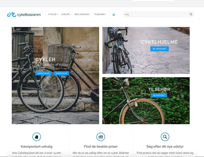 Affiliateportal - +10.600 DKK i omsætning - Lækkert design - Cykler, hjelme og udstyr