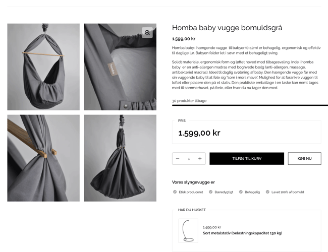 Babygyngen.dk - Webshop med slyngevugge -  med dropshipping leverandør!