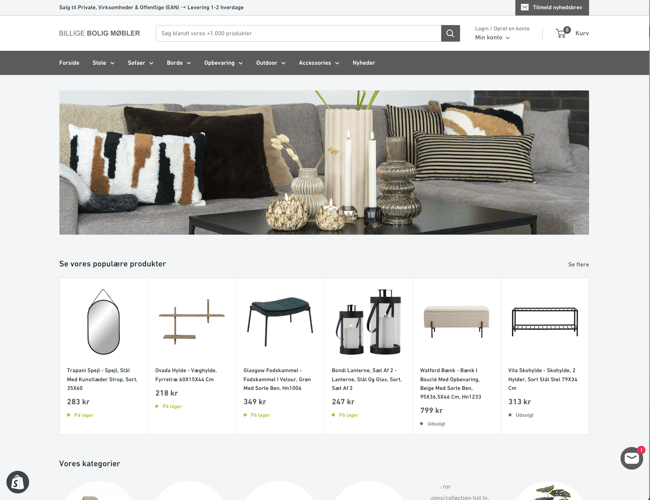 E-commerce webshop til salg - OPDATERET