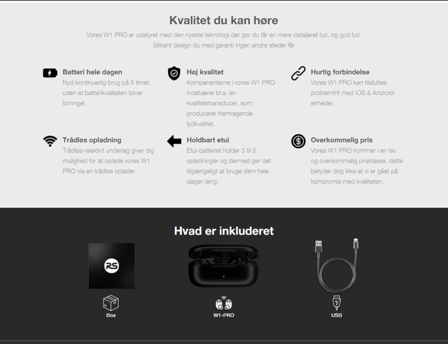 Køreklar dansk webshop med salg af trådløse høretelefoner *EGET BRAND*